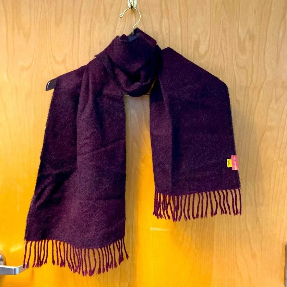 KUNA Baby Alpaca Scarf Burgundy with Subtle Stripes Soft and Warm
